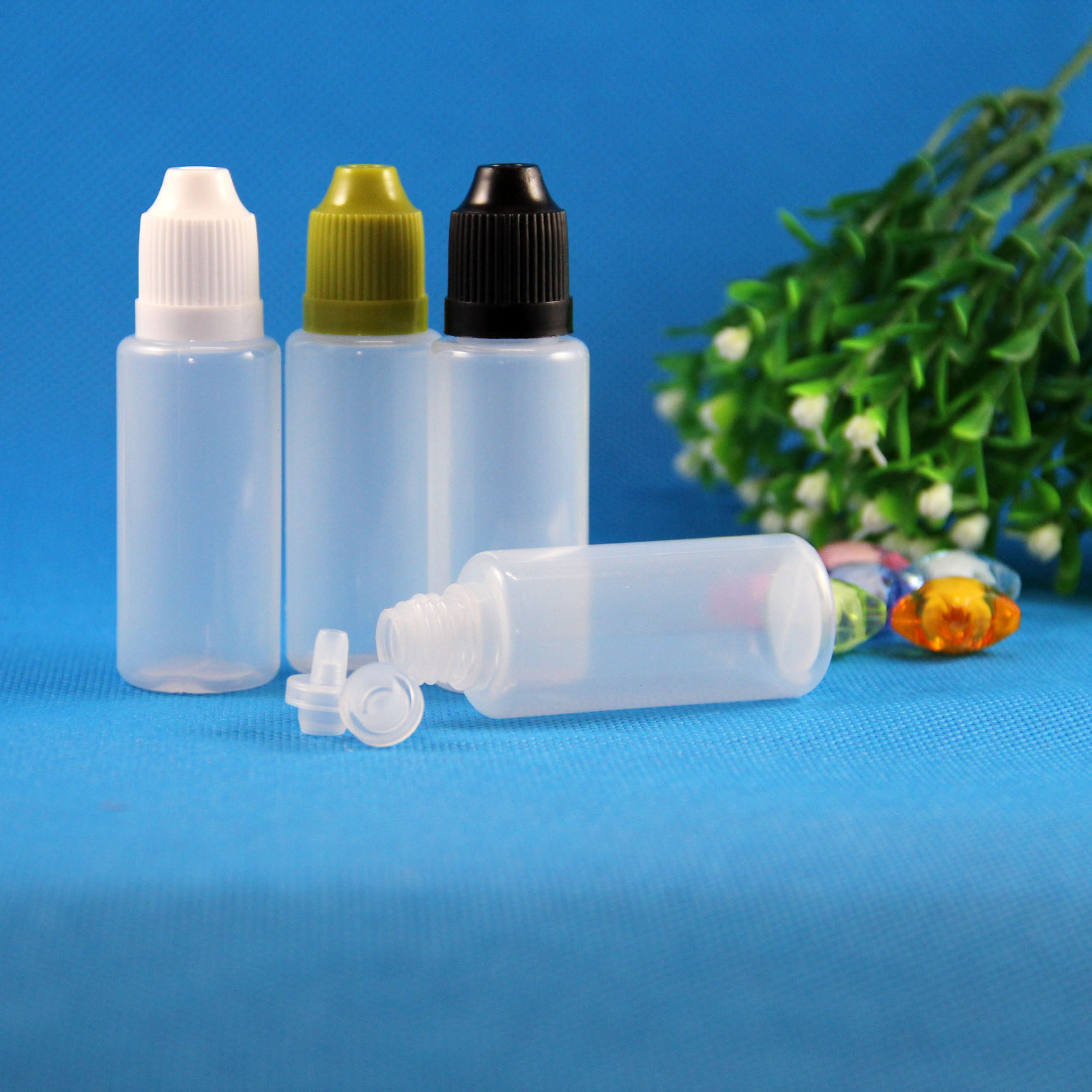 Lot 100 20ml 1/3 OZ LDPE CHILD PROOF Plastic Dropper Bottles