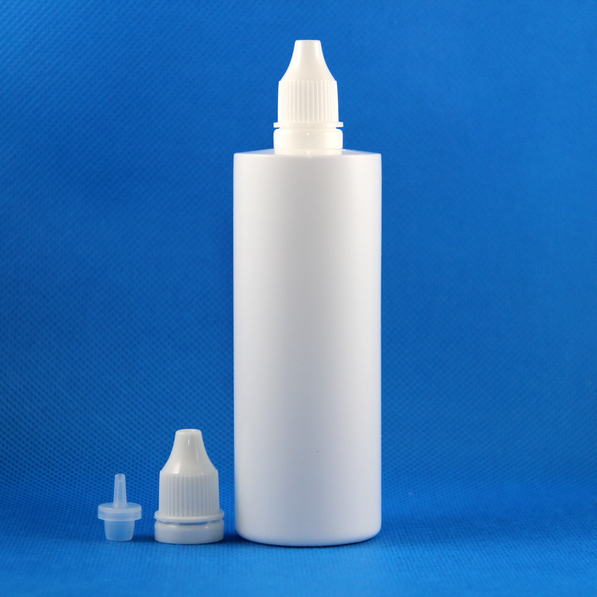 Lot 100 120 ML 4 OZ Plastic Dropper White Bottles Tamper Proof - Click Image to Close