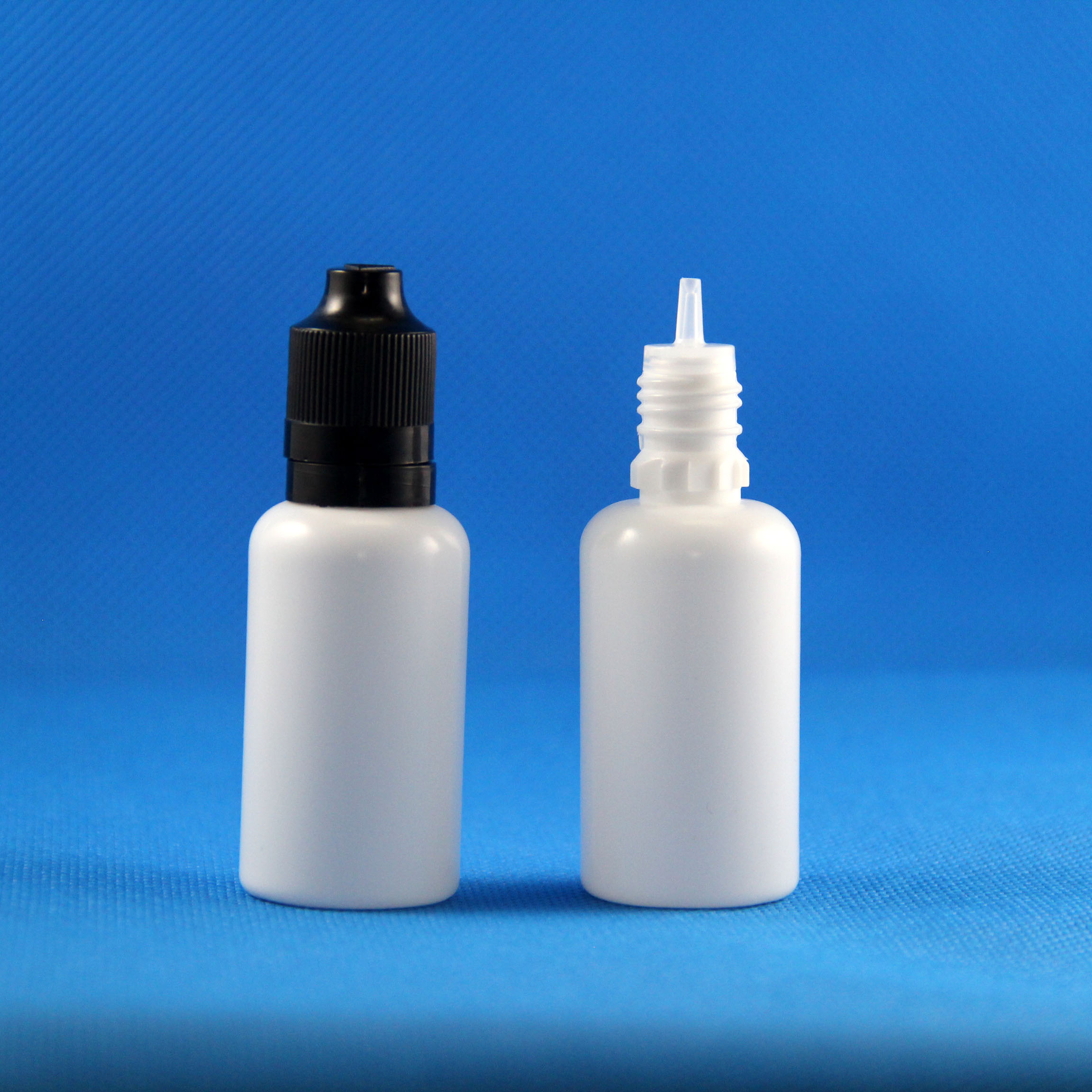 100 30 ML HDPE WHITE Dropper Bottles Child & Tamper Proof caps - Click Image to Close